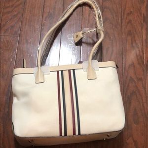 Beige purse with stripes